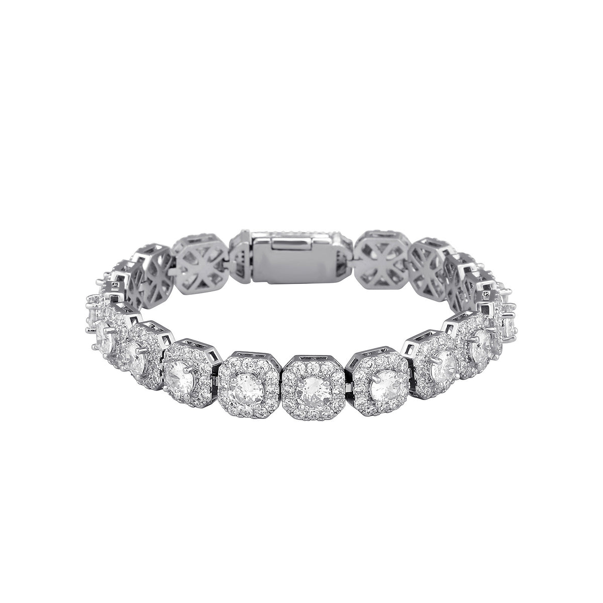 Fashion Trendy Ice Sugar Chain Cuban Chain Ice Sugar Link 5A Zircon Tennis Bracelet Flip Cover Men&