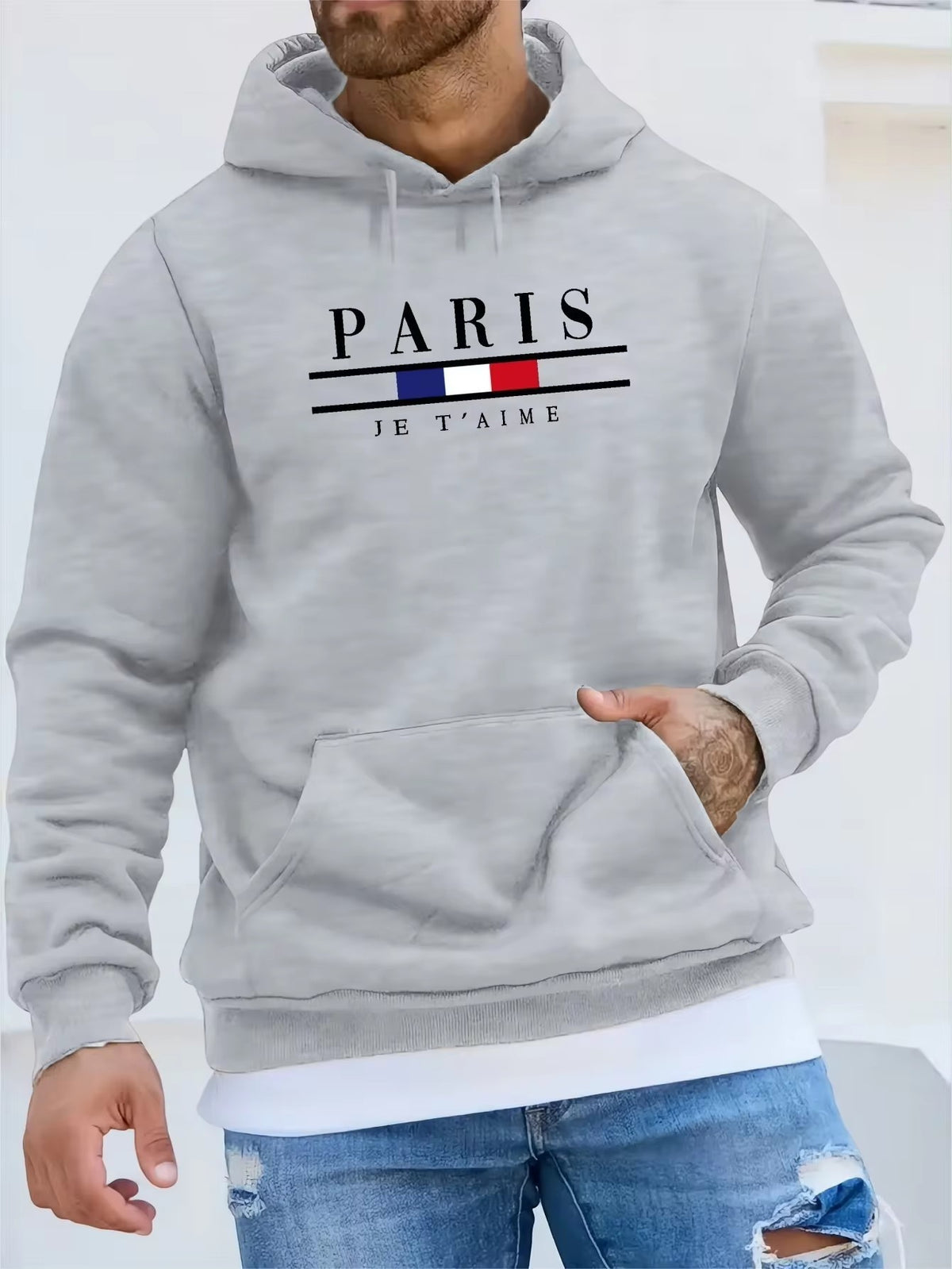 Casual Printed Long Sleeve Hoodie for Men, Loose Fit, Couple Sweatshirt