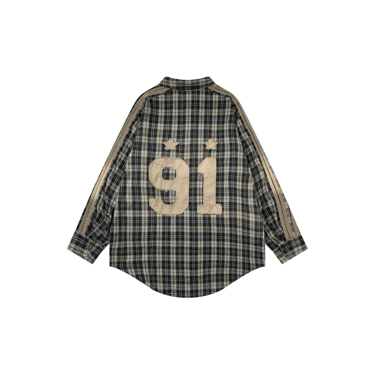 Badblood Vintage Casual Loose Plaid Embroidered Slim-Fit Shirt Unisex Oversized Top Jacket