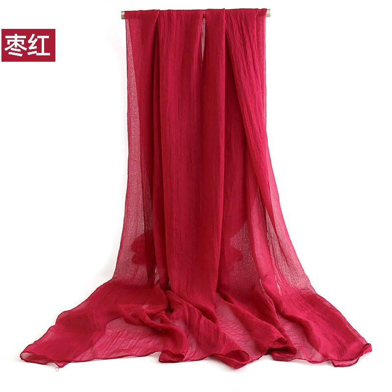 Candy Summer New Sun Protection Shawl Chiffon Imitation Silk Scarf Seaside Beach Towel Solid Color Silk Scarf Scarf Wholesale