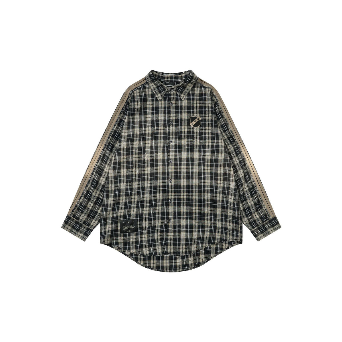 Badblood Vintage Casual Loose Plaid Embroidered Slim-Fit Shirt Unisex Oversized Top Jacket