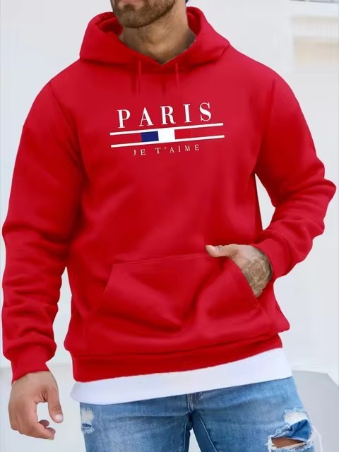 Casual Printed Long Sleeve Hoodie for Men, Loose Fit, Couple Sweatshirt