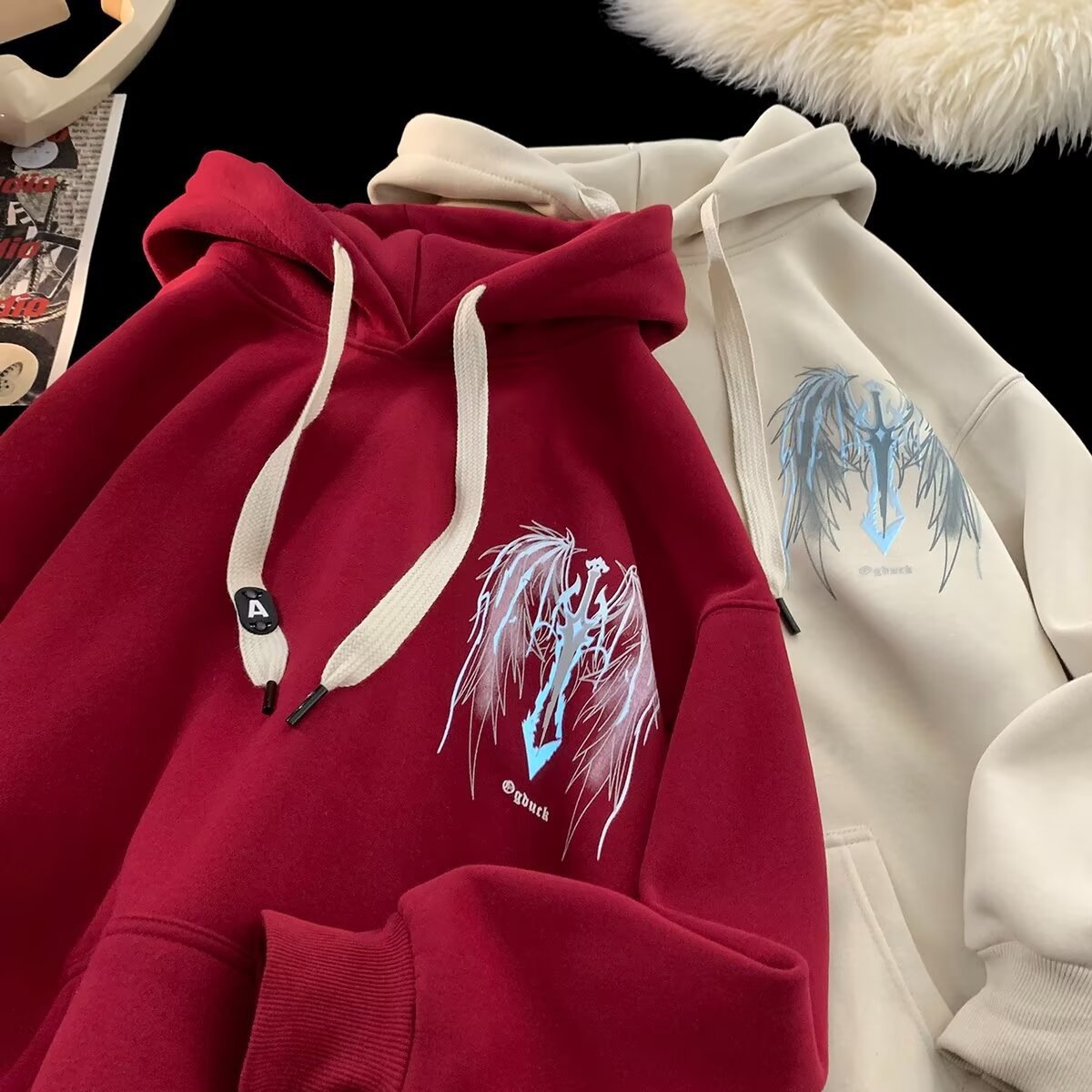 Casual Long Sleeve Fleece Lined Thickened Hoodie Jacket for Men Women, Unisex Couples Sweatshirt in Off-White Gray Light Khaki