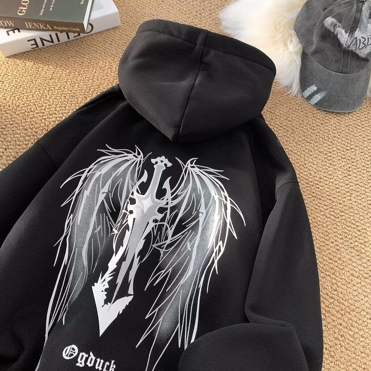 Casual Long Sleeve Fleece Lined Thickened Hoodie Jacket for Men Women, Unisex Couples Sweatshirt in Off-White Gray Light Khaki