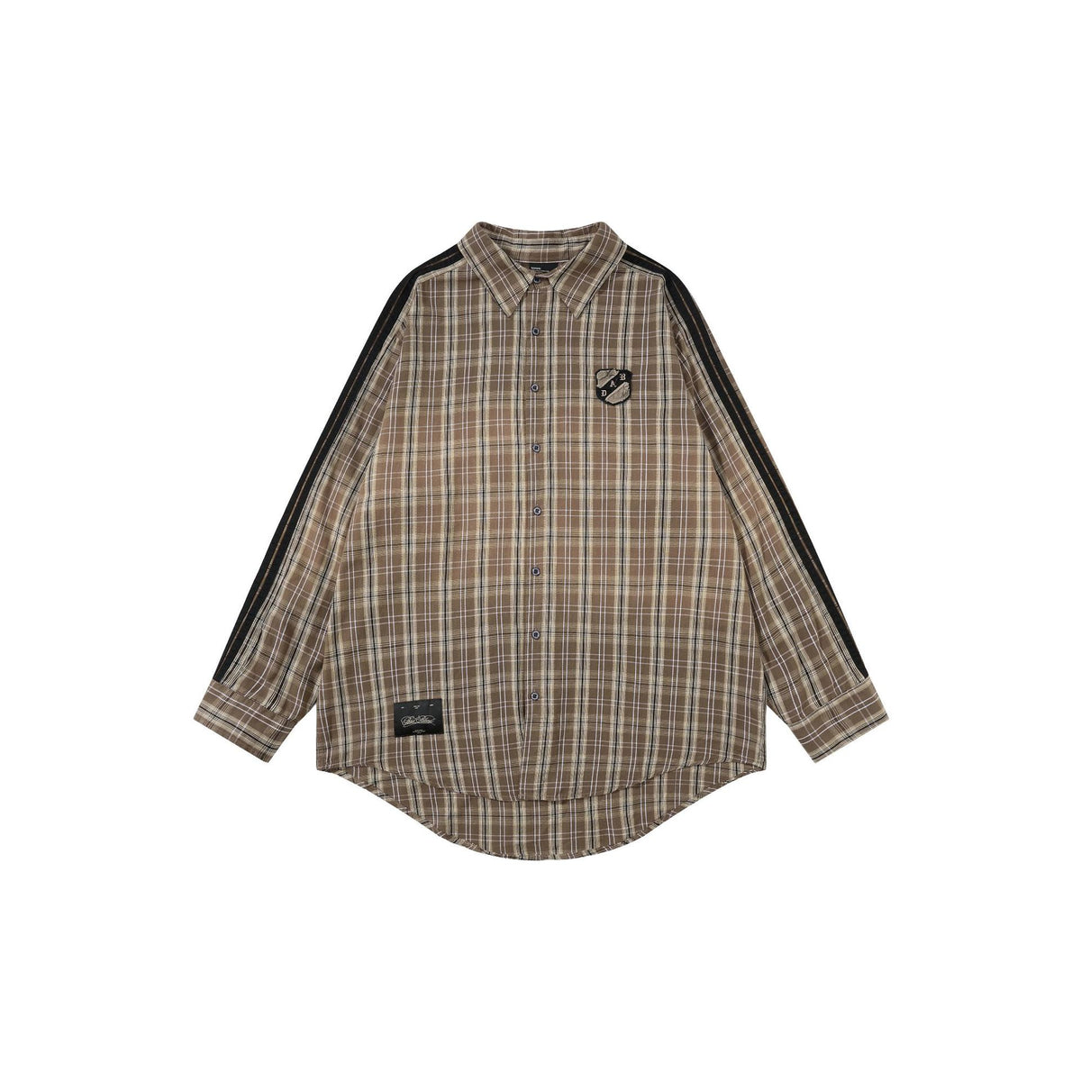 Badblood Vintage Casual Loose Plaid Embroidered Slim-Fit Shirt Unisex Oversized Top Jacket