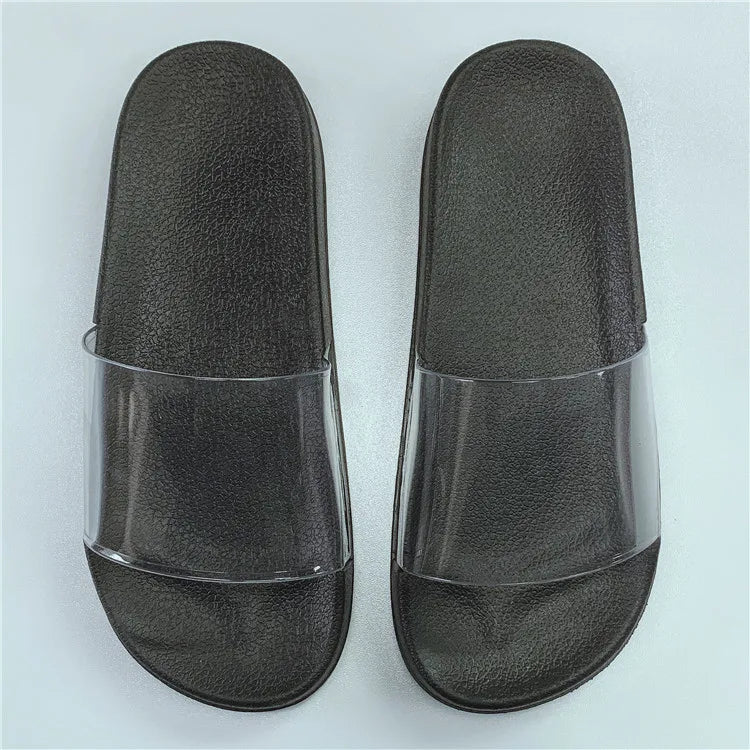 Wholesale Slide Sandals Lady Men Transparent Non slip Slipper Custom Personal logo clear Flip Flops Beach Women Sliders