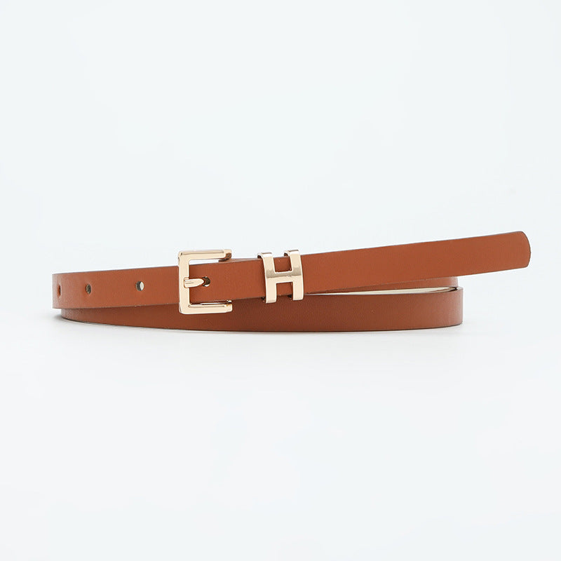 New Foreign Trade Hot-Selling I-Buckle Thin Belt for Women, Fashionable, High-End, Versatile Dress, Suit Decorative Belt