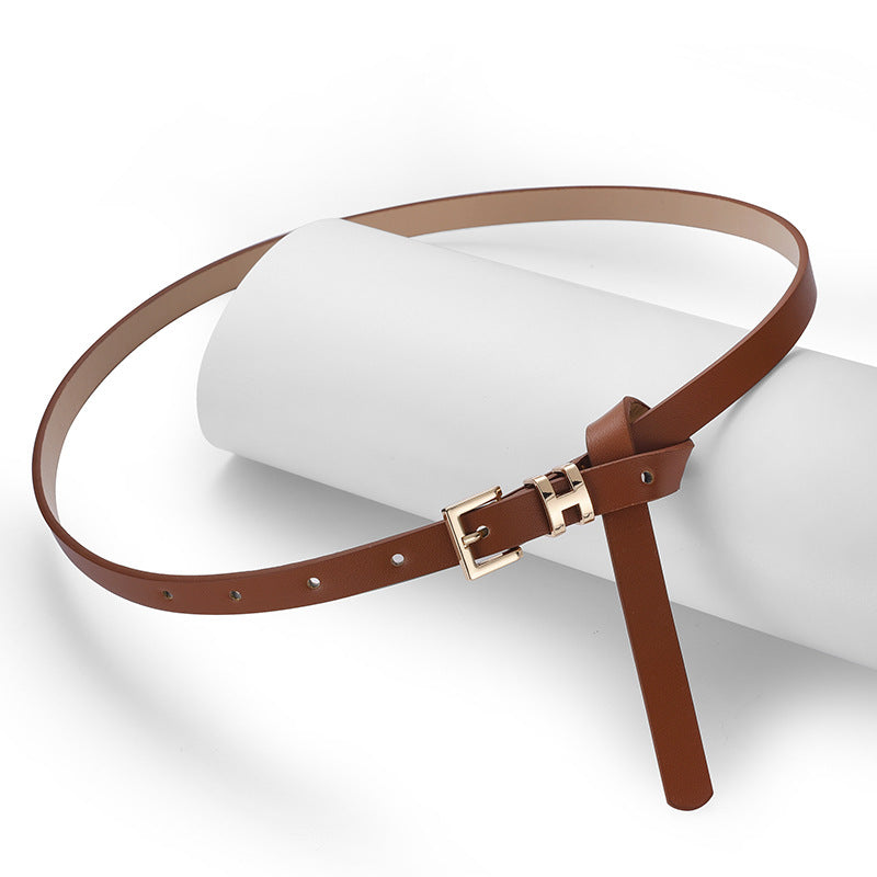New Foreign Trade Hot-Selling I-Buckle Thin Belt for Women, Fashionable, High-End, Versatile Dress, Suit Decorative Belt