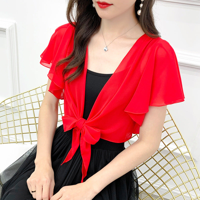 2025 Summer Sunscreen Clothing Chiffon Small Shawl Jacket Women&