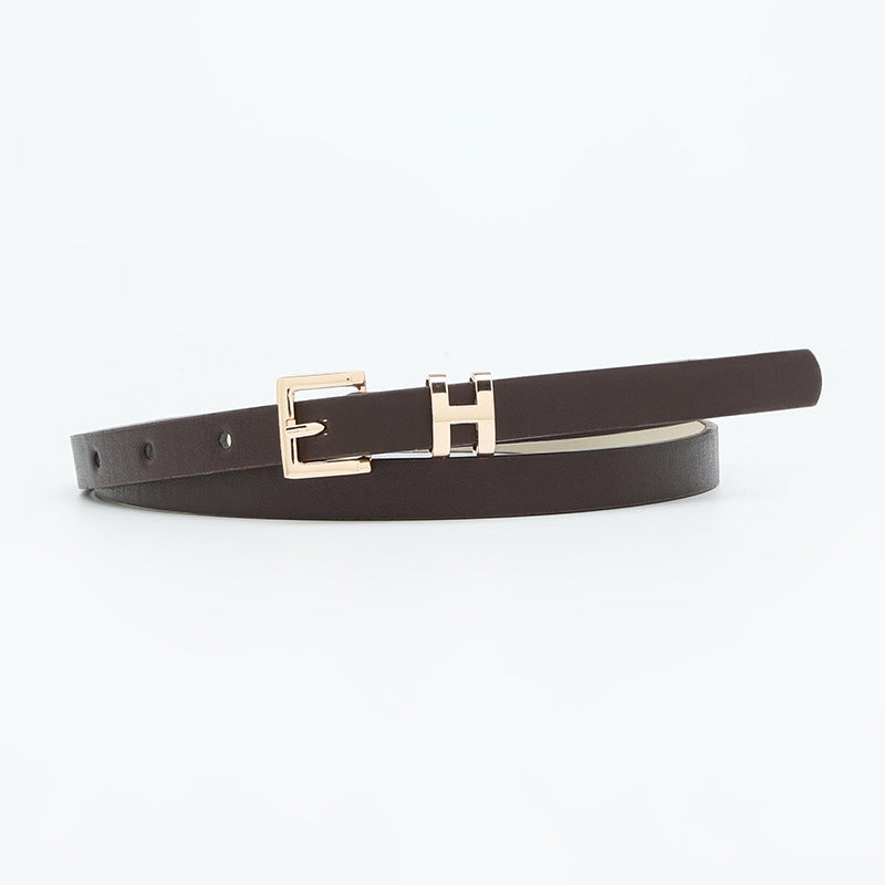 New Foreign Trade Hot-Selling I-Buckle Thin Belt for Women, Fashionable, High-End, Versatile Dress, Suit Decorative Belt