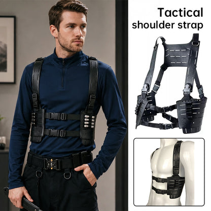 Tactical Shoulder Harness for Airsoft &amp; Cosplay, Leon Kennedy Style Utility Chest Rig for Resident Evil Fans