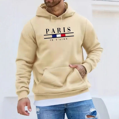 Casual Printed Long Sleeve Hoodie for Men, Loose Fit, Couple Sweatshirt