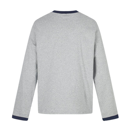 Distressed Printed Color-block Crewneck Long Sleeve T-Shirt