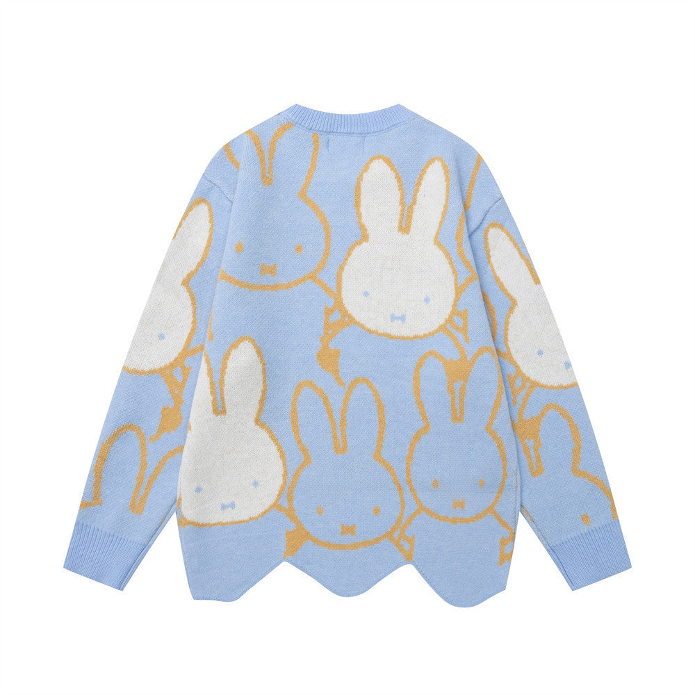 Cartoon jacquard round neck sweater