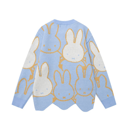 Cartoon jacquard round neck sweater