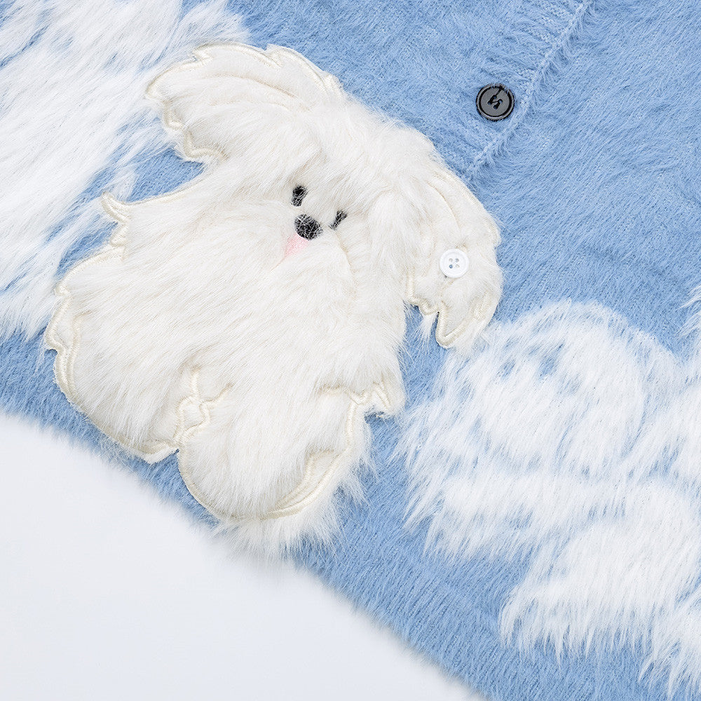 Cartoon plush dog embroidered loose sweater