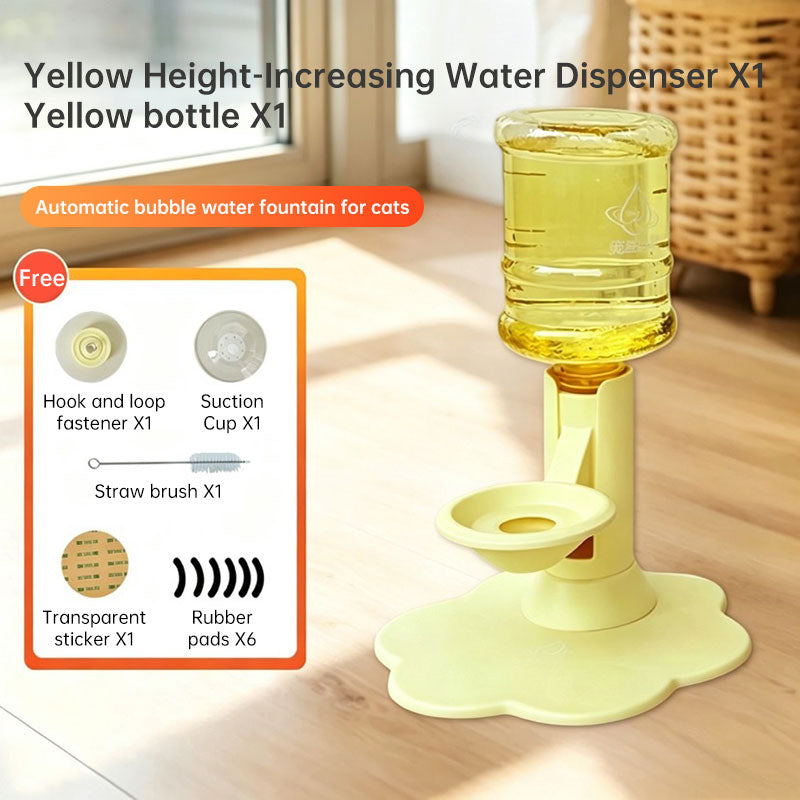 Gravity Cat Water Dispenser, No Electricity, Filter-Free, Adjustable Height Pet Fountain for Cats &amp; Small Dogs