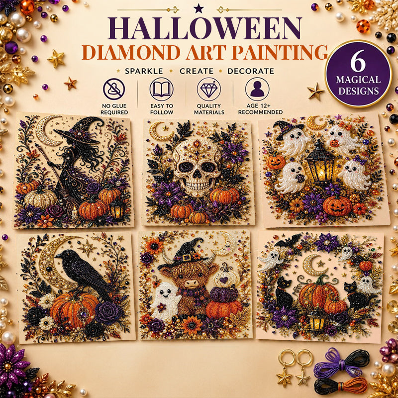 Spooky Ghost Diamond Art Kit, Halloween DIY Wall Decor for Adults &amp; Beginners, Full Drill Gem Painting