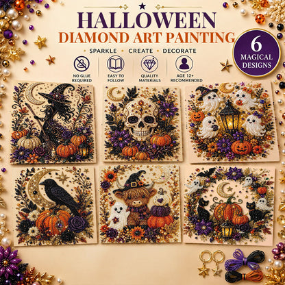 Spooky Ghost Diamond Art Kit, Halloween DIY Wall Decor for Adults &amp; Beginners, Full Drill Gem Painting