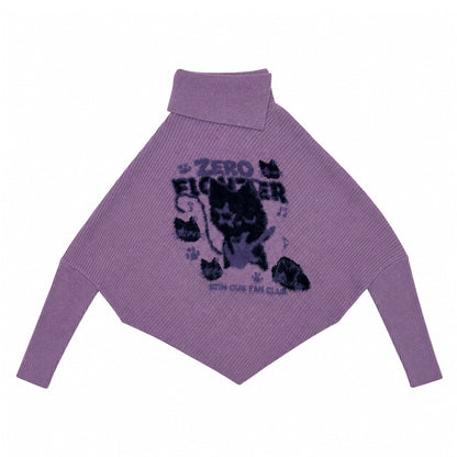 High necked irregular knitted autumn and winter sweater