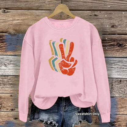 Pattern printed round neck fleece hoodie for women