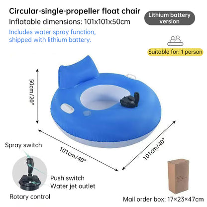 PowerFloat – Electric Propeller Inflatable Lounge Chair, Hands-Free Pool &amp; Lake Cruiser
