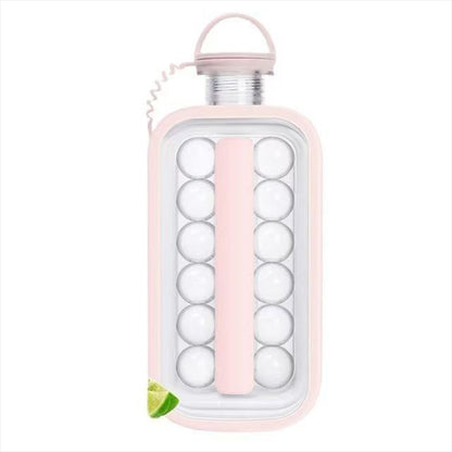 2-in-1 Portable Folding Ice Ball Maker Bottle, Silicone Freezer Ice Mold &amp; Water Bottle for Cocktails, Travel, Gym
