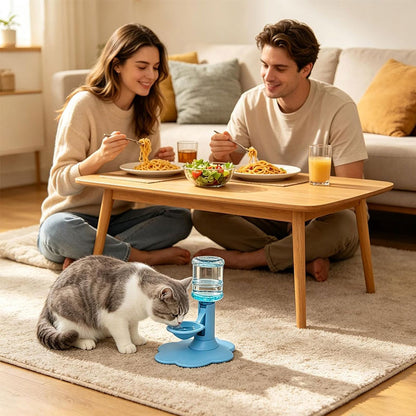 Gravity Cat Water Dispenser, No Electricity, Filter-Free, Adjustable Height Pet Fountain for Cats &amp; Small Dogs