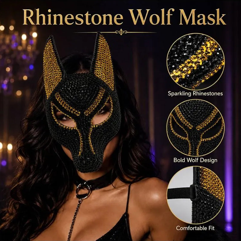 Sparkly Anubis Mask, Rhinestone Egyptian God Mask for Halloween &amp; Masquerade Party