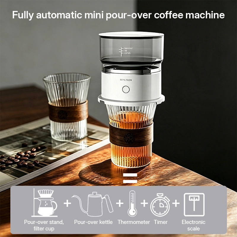 Mini Electric Coffee Grinder &amp; Brewer – Automatic Drip Coffee Maker with Stirring Cup