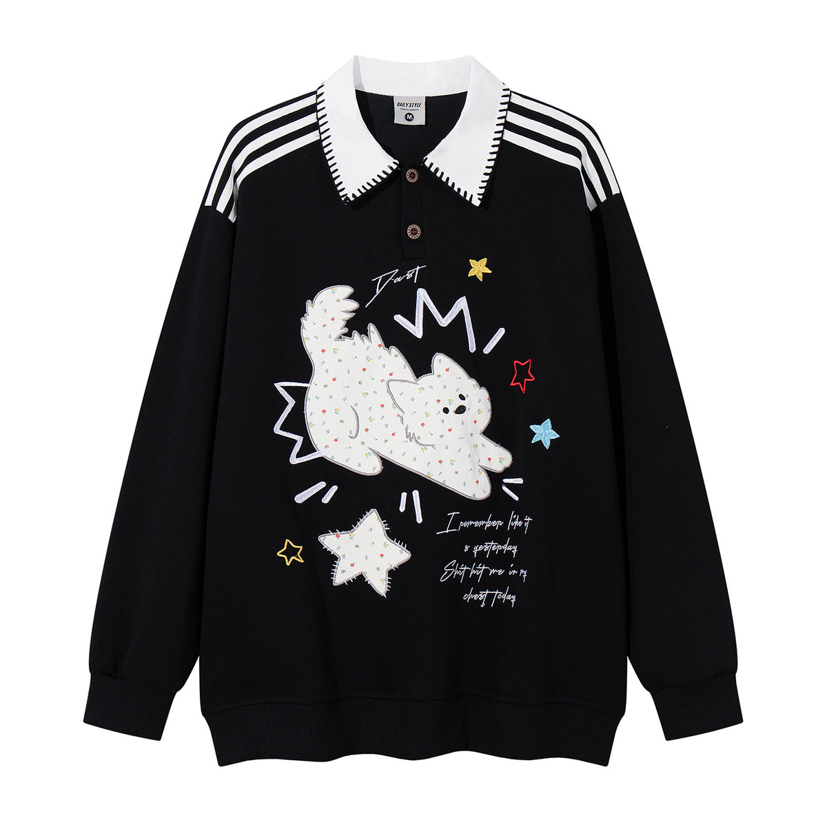 Kitten star patch embroidered hoodie