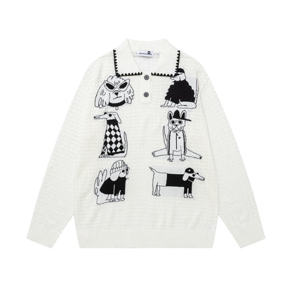 Cartoon collar pullover sweater for men