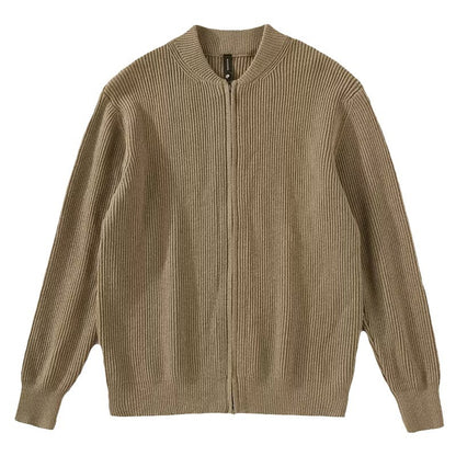 Casual Solid Color Knit Double Zipper Cardigan Sweater for Men