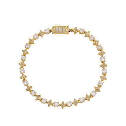 4MM Tennis Chain, 6MM Copper Zirconia Star Hip-hop Necklace, 8MM Starburst Bracelet Anklet, Factory