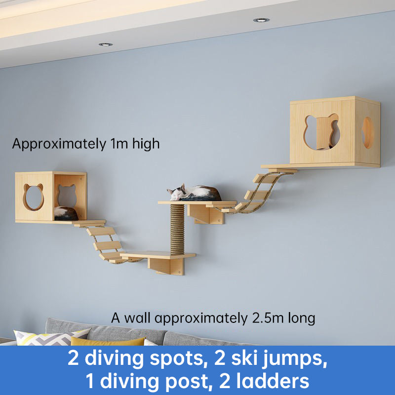 Wall-Mounted Cat Hammock &amp; Sisal Scratch Post Set – Space-Saving Cat Activity Shelves, Climbing Tree &amp; Bed for Indoor Cats