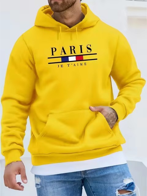 Casual Printed Long Sleeve Hoodie for Men, Loose Fit, Couple Sweatshirt