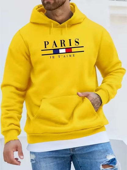 Casual Printed Long Sleeve Hoodie for Men, Loose Fit, Couple Sweatshirt