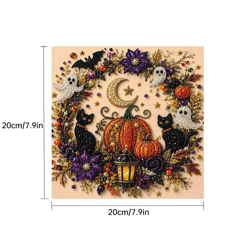 Spooky Ghost Diamond Art Kit, Halloween DIY Wall Decor for Adults &amp; Beginners, Full Drill Gem Painting