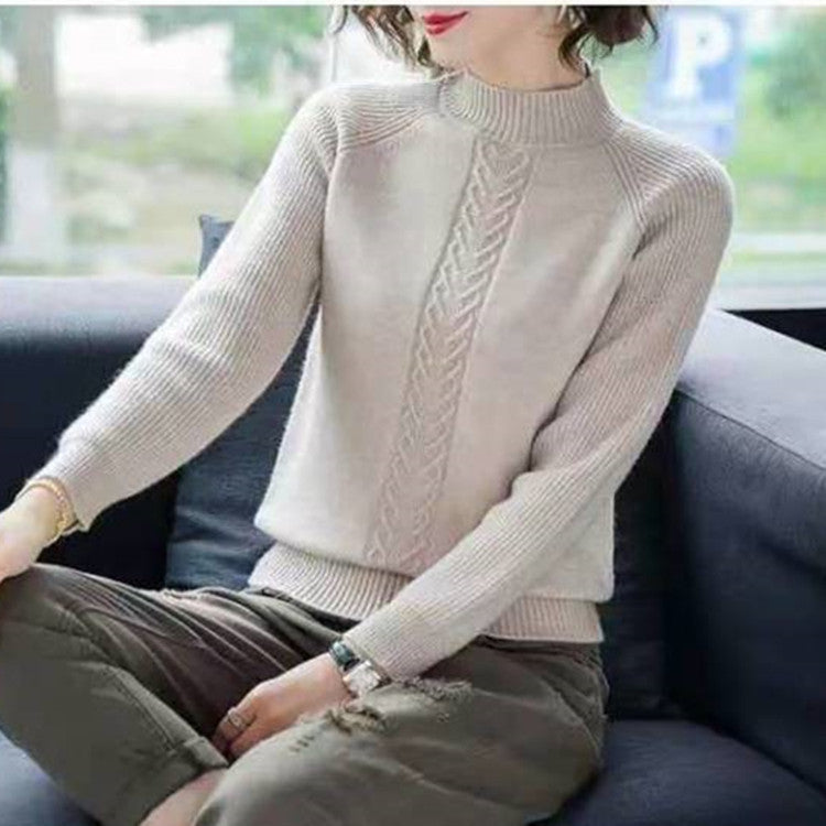 Sweater loose semi high neck autumn and winter