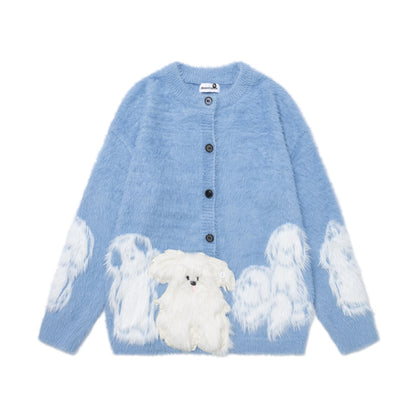 Cartoon plush dog embroidered loose sweater