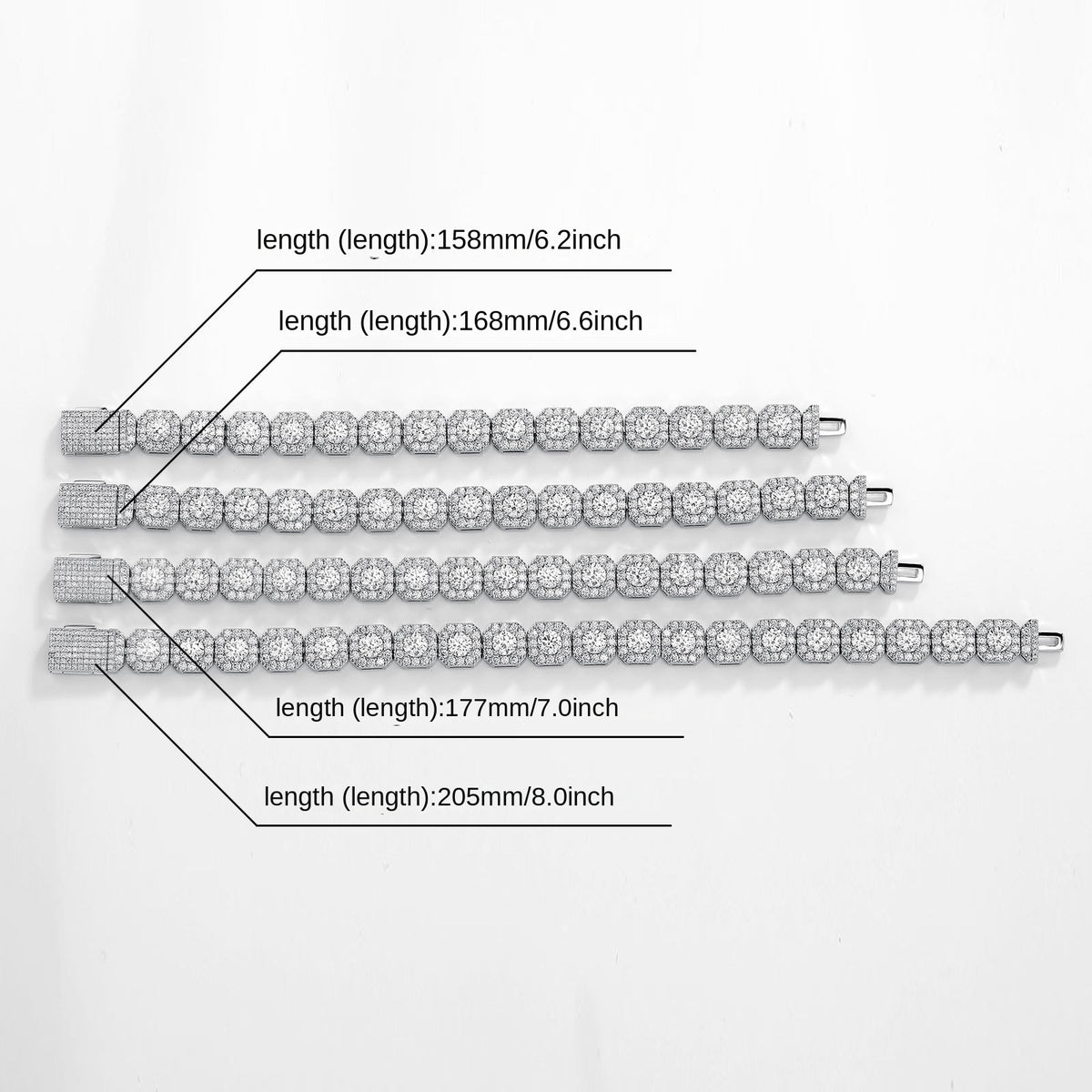 Fashion Trendy Ice Sugar Chain Cuban Chain Ice Sugar Link 5A Zircon Tennis Bracelet Flip Cover Men&
