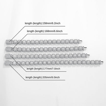 Fashion Trendy Ice Sugar Chain Cuban Chain Ice Sugar Link 5A Zircon Tennis Bracelet Flip Cover Men&