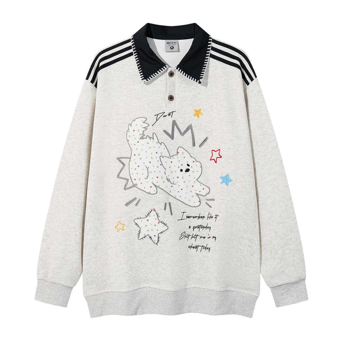 Kitten star patch embroidered hoodie
