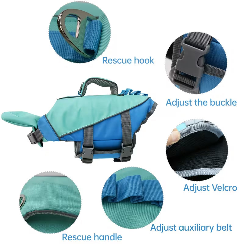 Adjustable Dog Life Vest with Reflective Stripes – High Buoyancy, Breathable Safety Jacket for Water Sports &amp; Swimming