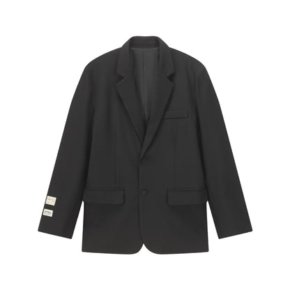 Patchwork Design Long Sleeve Button Closure Notched Collar Loose Fit Blazer for Men and Women
