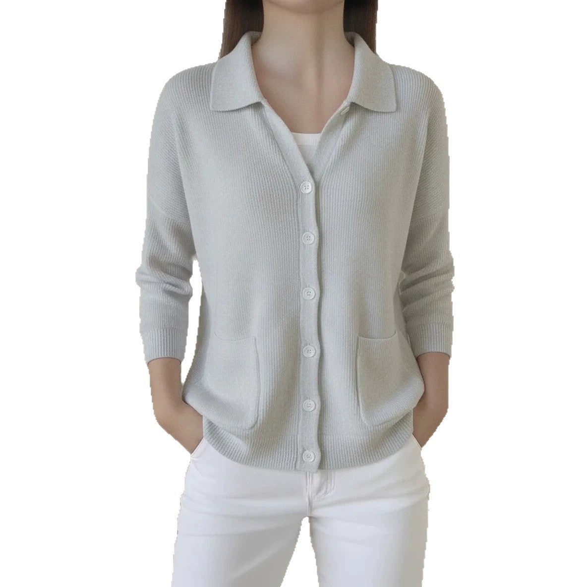 Knitted cardigan button women&