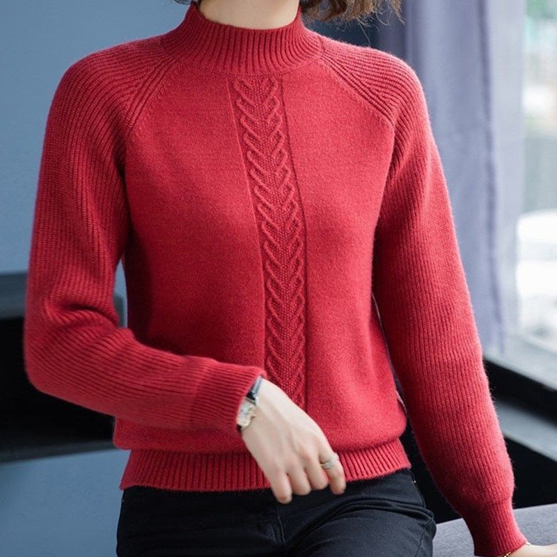 Sweater loose semi high neck autumn and winter