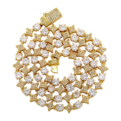 4MM Tennis Chain, 6MM Copper Zirconia Star Hip-hop Necklace, 8MM Starburst Bracelet Anklet, Factory