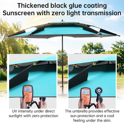 6.6FT Double Canopy Beach Umbrella – UV Protective, Waterproof Sun Shade for Garden, Camping &amp; Fishing