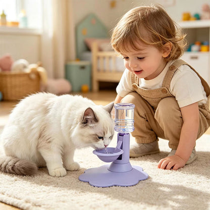 Gravity Cat Water Dispenser, No Electricity, Filter-Free, Adjustable Height Pet Fountain for Cats &amp; Small Dogs